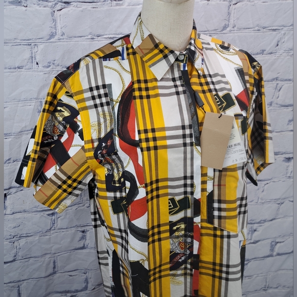 NWT Burberry Women's Shirt Button Up Dress Shirt Check Fieldfare 6 US - Picture 5 of 16